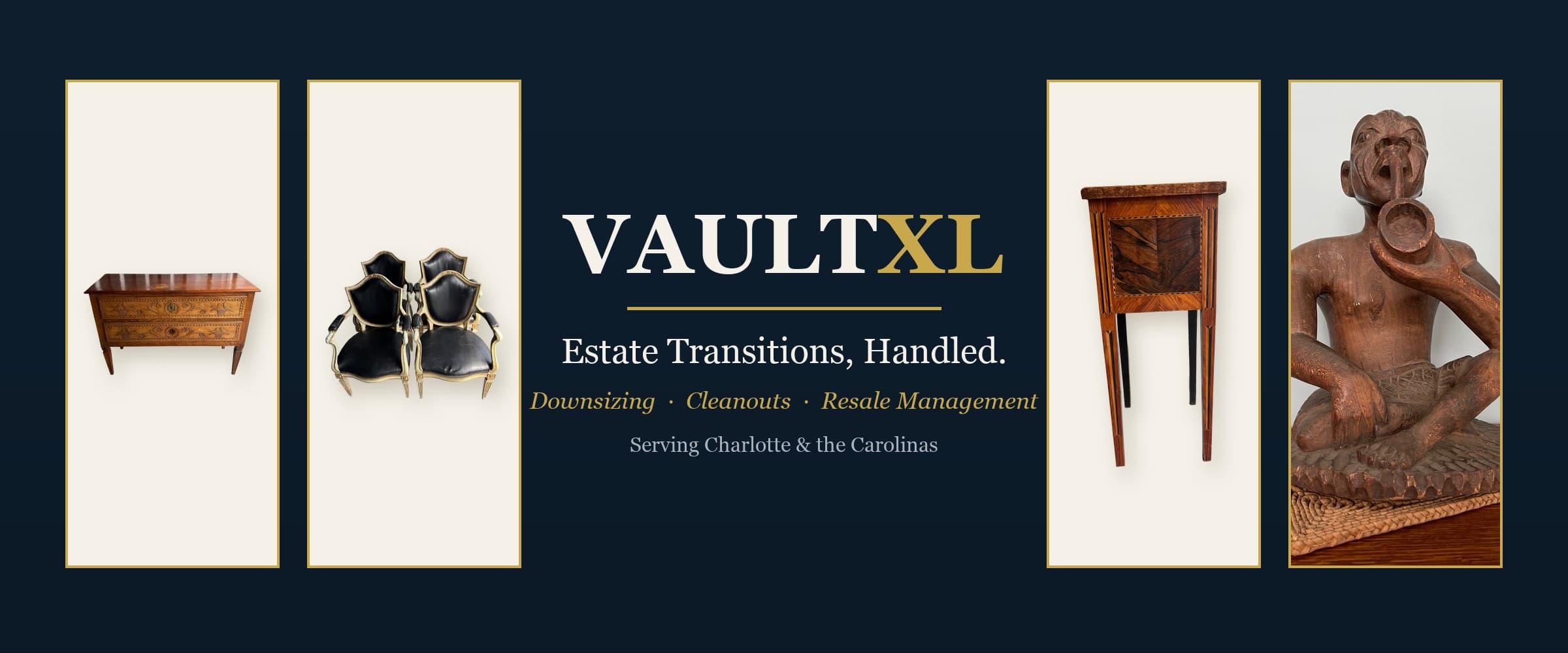 VaultXL — Estate Transitions, Handled. Downsizing, cleanouts and resale management, serving Charlotte and the Carolinas.