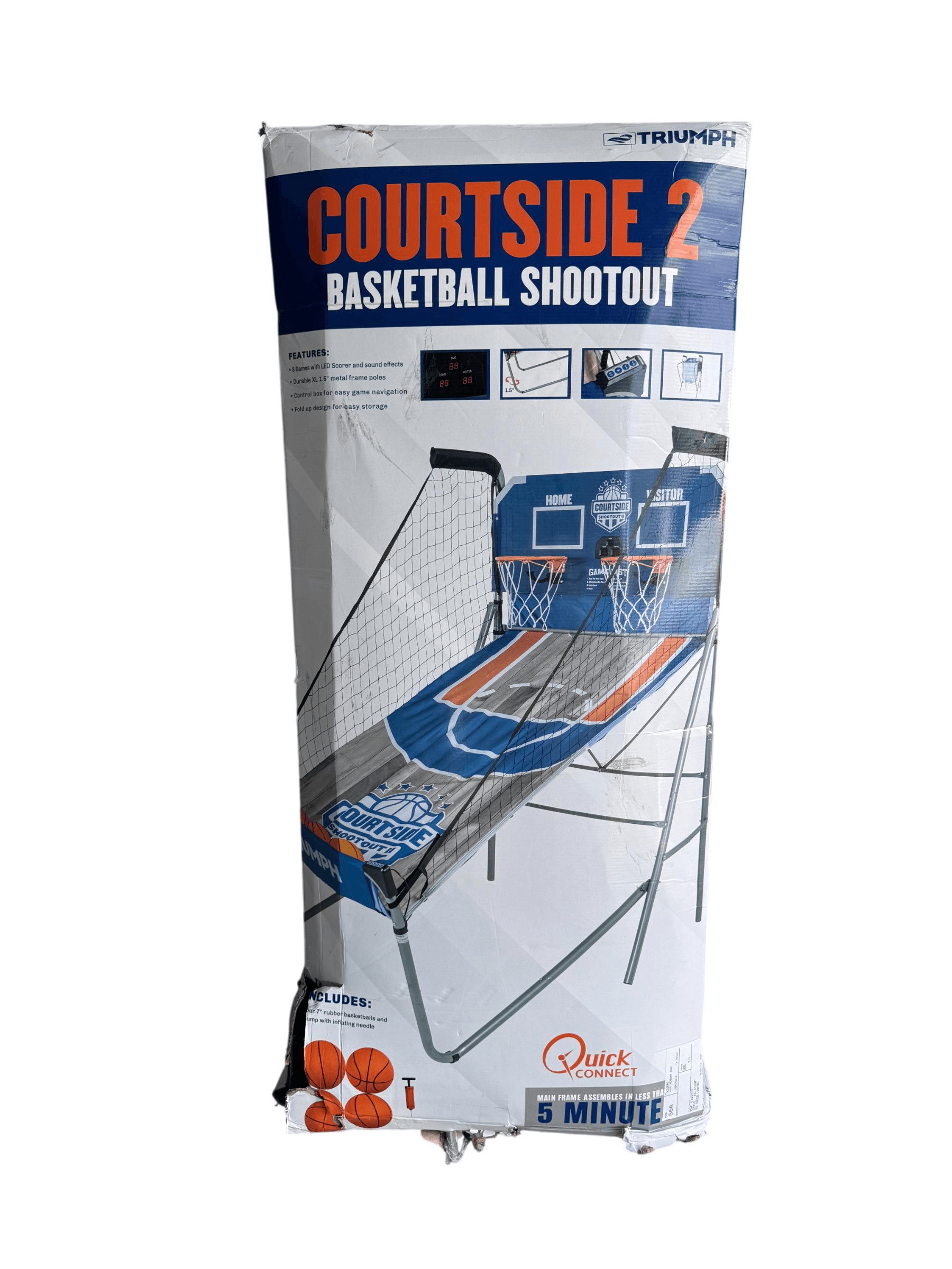 Triumph Courtside 2 Basketball Shootout Arcade Game LED Scorer Blue Orange
