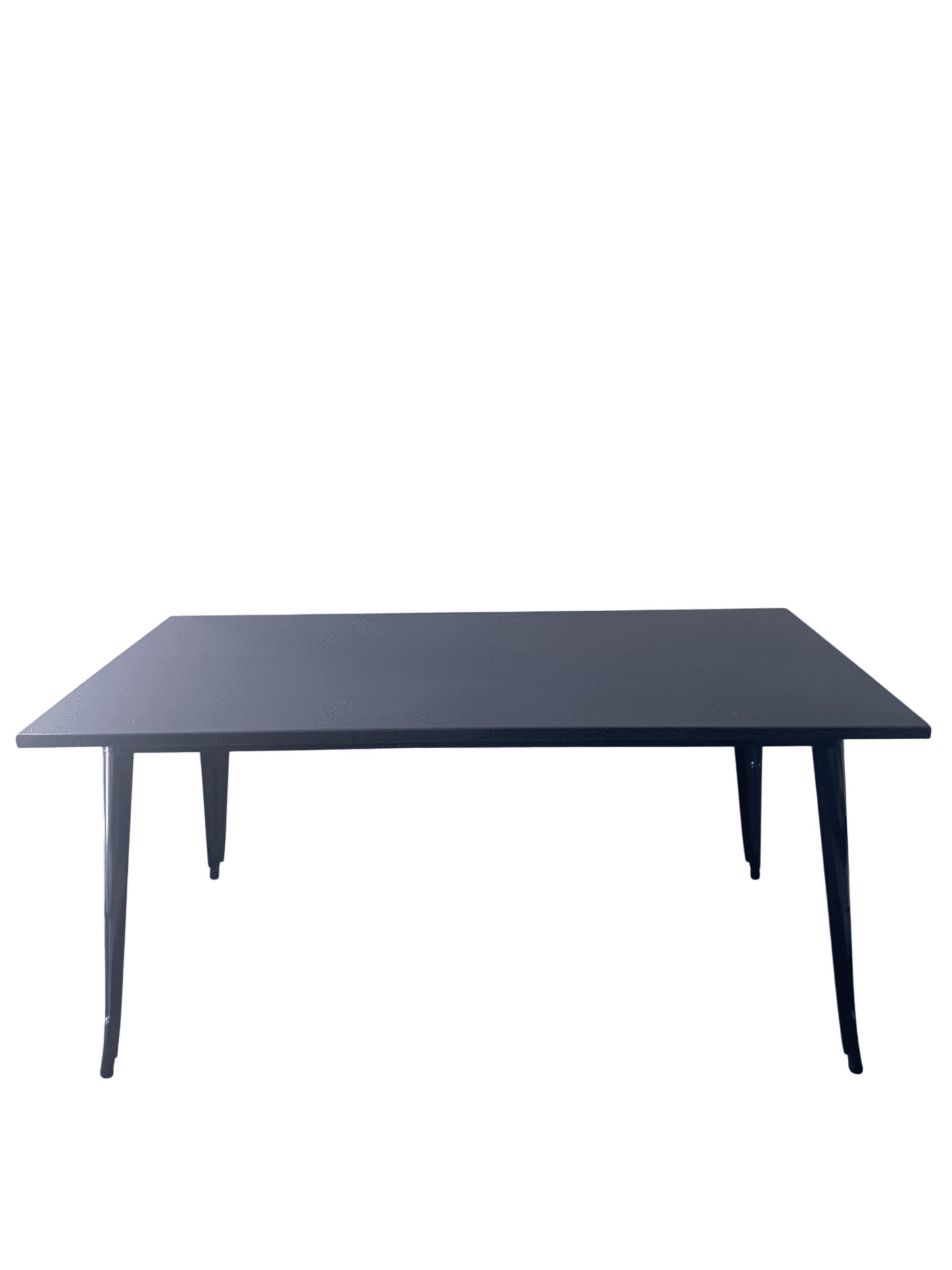 Navy Blue Metal Dining Table Tolix-Style Industrial Rectangular Tapered Legs