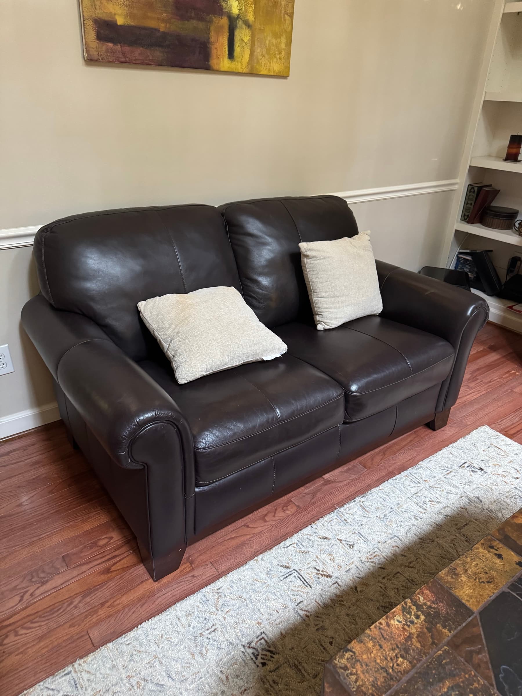 Cindy Crawford Home Black Leather Loveseat, 65in