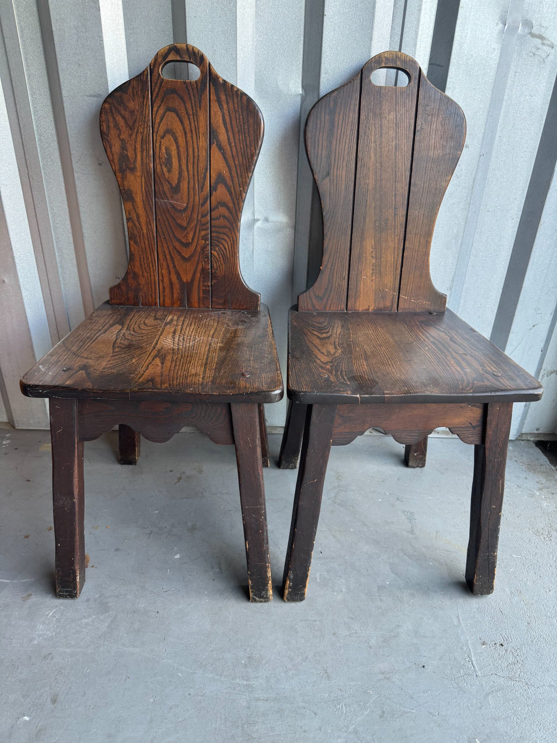 Kroehler Del Rey Rancho Oak Side Chairs Pair Dark Stain 1930s Los Angeles Good
